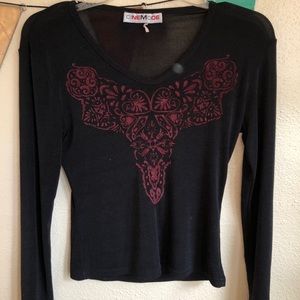Vintage mesh, black long sleeve